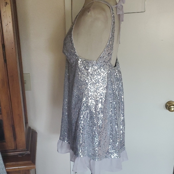 No Boundaries Silver Sequin Mini Dress - Picture 3 of 11